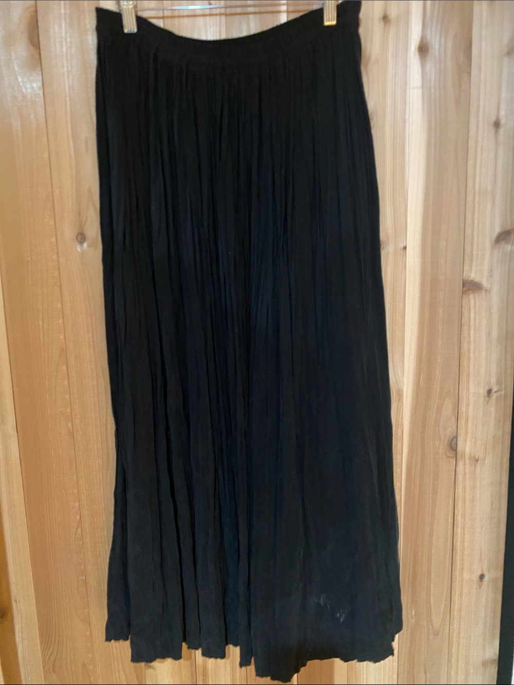 Classic Black Maxi Pleated Skirt - Women's Flowing Skirt